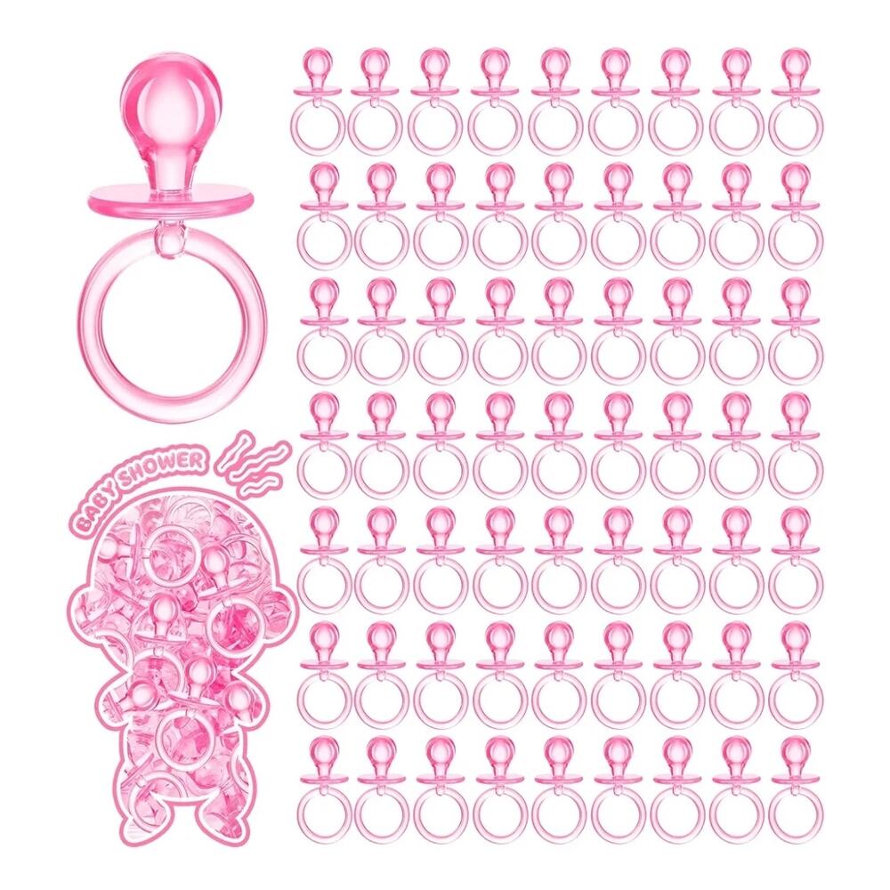 24 Pcs 2.5 lnch mini Baby Shower‎ Pacifiers Acrylic  Game party Supplies(Pink)